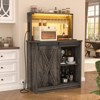 Aheaplus Coffee Bar Cabinet with Charging Station and LED Light, Kitchen Buffet Sidboard with Sliding Barn Door and Top Storage Shelves - 3 of 4