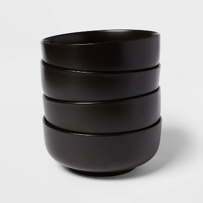 56oz 4pk Stoneware Acton Noodle Bowls Black - Threshold™