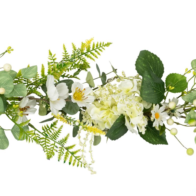 Northlight Hydrangea and Eucalyptus Artificial Floral Spring Garland - 5', 3 of 7
