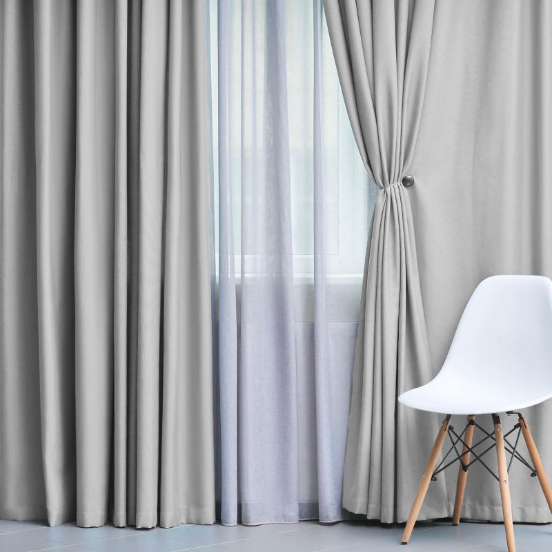 Classic Modern Solid Room Darkening Semi-Blackout Curtains, Set of 2 by Blue Nile Mills, 5 of 7