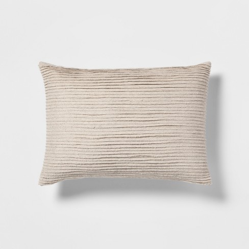 Frayed Pleated Lumbar Throw Pillow Neutral Threshold Target
