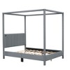 Full/Queen Size Canvas Fabric Canopy Platform Bed with USB and Type-C Ports - ModernLuxe - 4 of 4