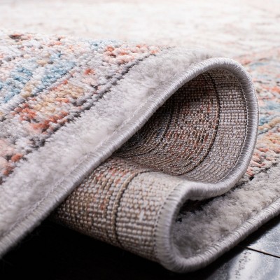 Hand-Knotted Blue Abstract Synthetic Area Rug, 26" x 8"