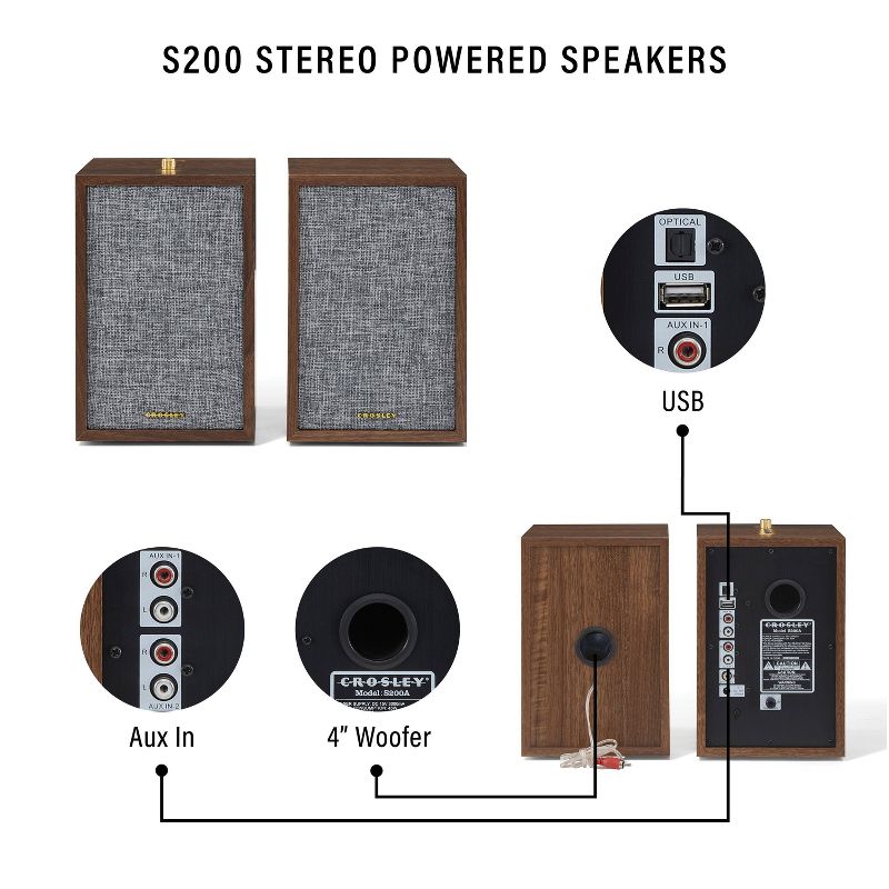 Crosley S200 Bluetooth Speakers - Walnut, 5 of 13