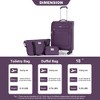 Vynxaria 3-Piece Purple Softshell Luggage Set 18" Spinner Suitcase Travel Bag Toiletry Pouch Lightweight Durable - 2 of 4