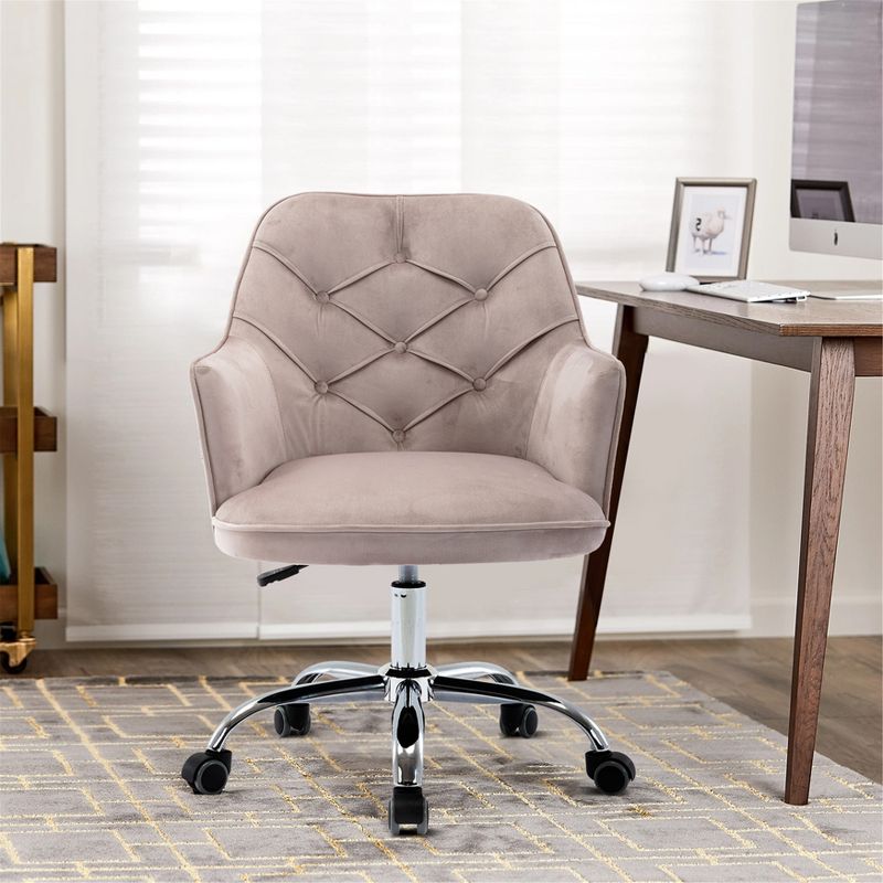 Modern Velvet Home Office Swivel Shell Chair-ModernLuxe, 1 of 14
