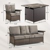Belord 4-Piece Outdoor Patio Furniture Set with 50,000 BTU Fire Pit Table, Outdoor Sofa and Chairs for Backyard, Deck, or Garden - 2 of 4