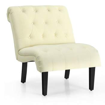 Costway Armless Accent Chair Upholstered Tufted Lounge Chair Wood Leg