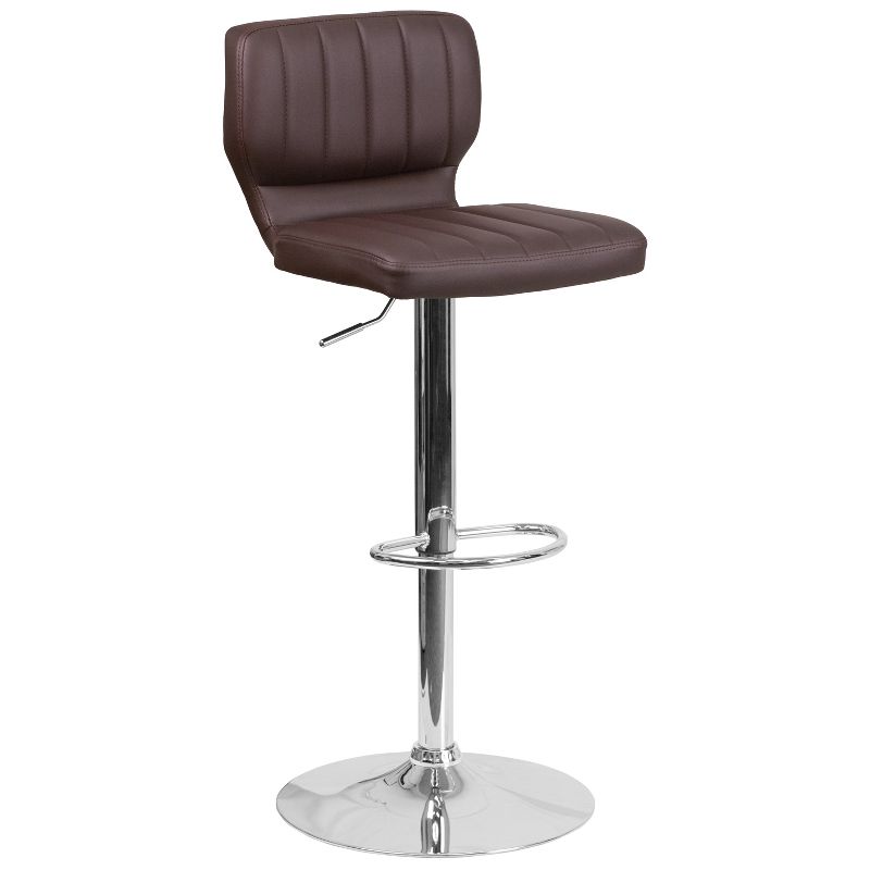 Flash Furniture Contemporary Vinyl Adjustable Height Barstool with Vertical Stitch Back and Chrome Base, 1 of 11