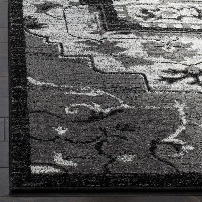 Light Grey and Grey High Pile Medallion Area Rug