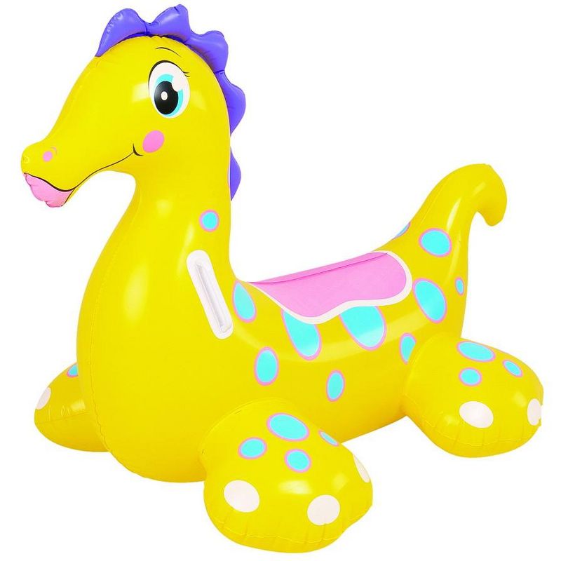 Pool Central 44" Inflatable Sea Horse Rider 1-Person Swimming Pool Float Toy with Handles - Yellow/Blue, 1 of 2