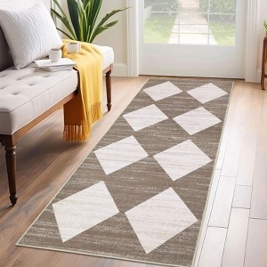 Large Modern Living Room Rug 10x13 Machine Washable Geometric Accent Carpet with Non-Slip Backing, Soft Low Pile Area Rugs - 1 of 4