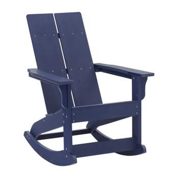 Merrick Lane Wellington UV Treated All-Weather Polyresin Adirondack Rocking Chair for Patio, Sunroom, Deck and More