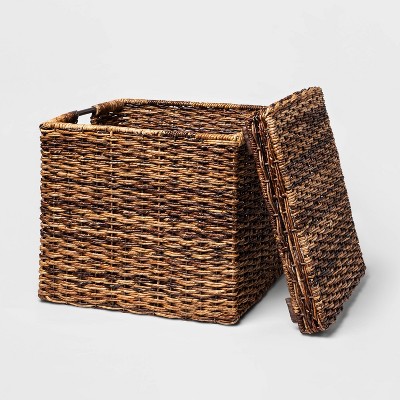Decorative Wicker Baskets Lids Target, Storage Basket With Lid Large