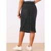 INSPIRE CHIC Women's Casual High Waist Stretchy Midi Jean Skirt - 3 of 4