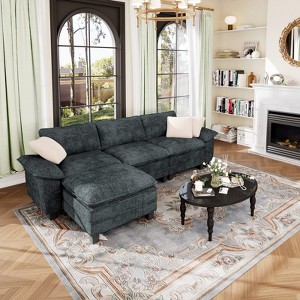 Captiva Designs Cloud Modular 4-Seater Sectional Sofa with L-Shaped Chaise and Movable Ottoman, Living Room Couch - 1 of 4