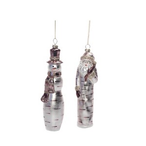 Transpac Glass Rustic Santa/Snowman Ornament Set of 2 Christmas Home Decorations - 1 of 1