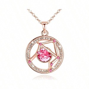 Superstar Zodiac Constellation Pendant Necklace, Premium Crystal Horoscope , or Rose , 18+2 - 1 of 4