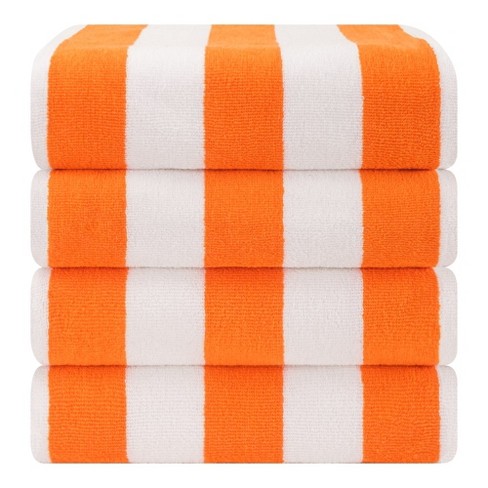 American Soft Linen Beach Towel 100 Cotton Cabana Striped Beach Towel 30 In By 60 In Soft Absorbent Beach Pool Towel Orange Target