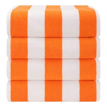 American Soft Linen Beach Towel, 100% Cotton Cabana Striped Beach Towel, 30 in by 60 in Soft Absorbent Beach Pool Towel