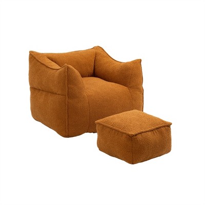 XINGHANZHENXUAN High Back Bean Bag Chair Lazy Sofa with Ottoman, Memory Foam Filled Lounger for Adults & Kids