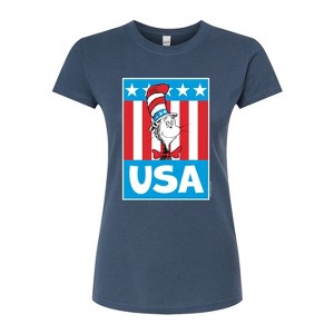 Women's - Dr. Seuss - Cat In The Hat USA Fitted Graphic T-Shirt - 1 of 4
