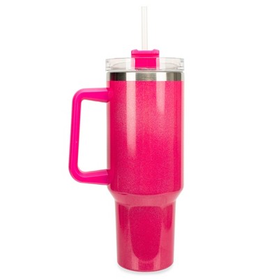 Elanze Designs 40 oz Stainless Steel, Large Water Bottle, Coffee Mug, Spill & Leak Resistant, Thermal Travel Tumbler With Handle, Lid & Straw, Hot