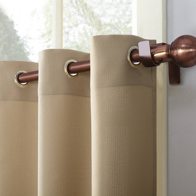 Taupe Sheer Grommet Kitchen Curtain Tier Pair, 24 Inch