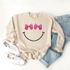 Simply Sage Market Women's Graphic Sweatshirt Bow Eyes Smiley  - M - Dust - 3 of 3