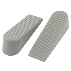 Unique Bargains Home Rubber Doorstops Gray 3.7" x 1.1" x 1.1" 2 Pcs - 1 of 3