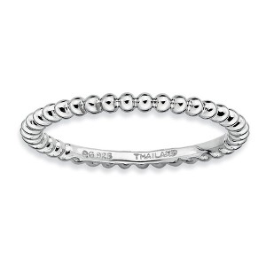 Black Bow Jewelry 1.5mm Rhodium Plated Sterling Silver Stackable Beaded Band - 1 of 4