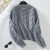 Women's Twist Cable Pullover Sweater Shirt Long Sleeve Fall Casual Crew Neck Loose Fit Knit Top Long Sleeve - 2 of 2