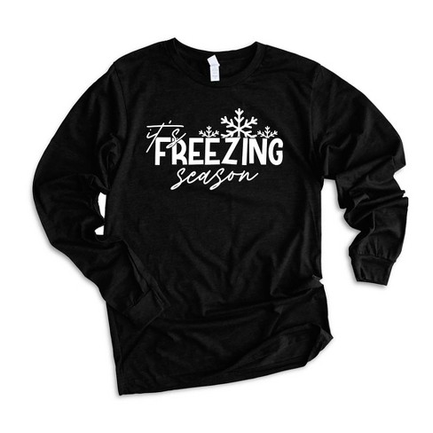 Simply Sage Market Women's It's Freezing Season Long Sleeve Graphic Tee - XL - Black