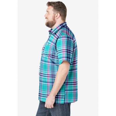 KingSize Short-Sleeve Plaid Sport Shirt