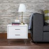 Gulches Nightstand, 18 Inch Tall in White Finish, 2 Drawers, V - Legged Design - 2 of 4