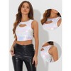 INSPIRE CHIC Women's Metallic Sleeveless Cut Out Party Holographic Crop Tank Tops - 2 of 4