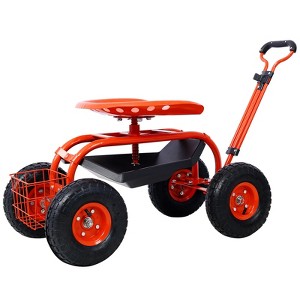 VYNXARIA Blue/Red/Green Garden Scooter - Rolling Cart Seat with 360 Swivel and Tool Tray - 1 of 4