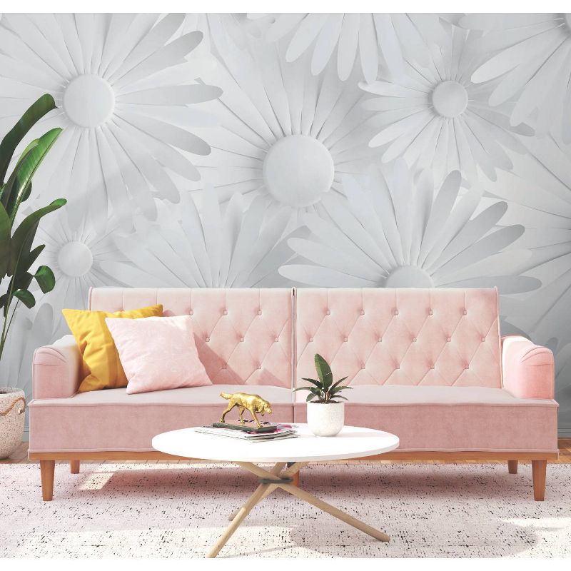 Modern Daisy Peel and Stick Wallpaper Mural Gray - RoomMates, 3 of 7