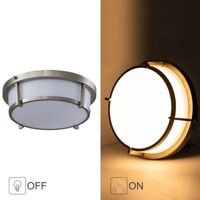 13-inch Brushed Nickel LED Flush Mount with Acrylic Shade