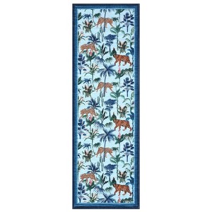 Tiger and Leopard Area Rug for Living Room Washable Non Slip Low Pile Rugs Botanical Jungle Animal Print Stain Resistant Floor Cover for Bedroom - 1 of 4