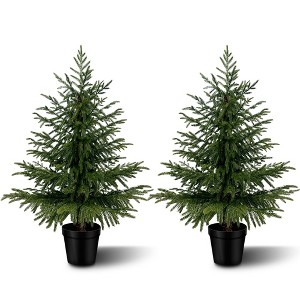 Vitalismo 3/4/5ft Artificial Norfolk Pine Tree Potted Faux Christmas Tree Realistic Fake Tree for Indoor Outdoor Christmas Home Decor Set of 2 - 1 of 4