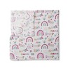 Bacati - Little Dino Girls Fuchsia/Aqua Muslin 8 pc Crib Bedding Set with 2 Swaddling Blankets - 3 of 4