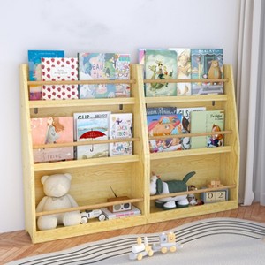 3-Tier Wooden Kids Bookcase & Toy Organizer, Display Shelf for Nursery, Playroom, Classroom - 1 of 4