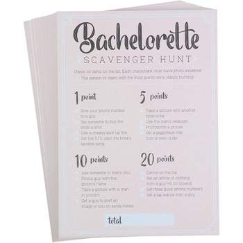 Juvale Bachelorette Party Game, 50-Pack Bar Scavenger Hunt Drinking Games and Dares, Fun Novelty Cards for Adults, Girls Night Out, Bridal Shower
