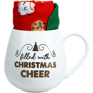 Pavilion Gift Company - Christmas Cheer - 15.5 oz Mug and Sock Set - Drinkware - 1 of 4