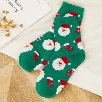 Women's Santa Claus Print Cotton Crew Socks 1 Pack - Cupshe