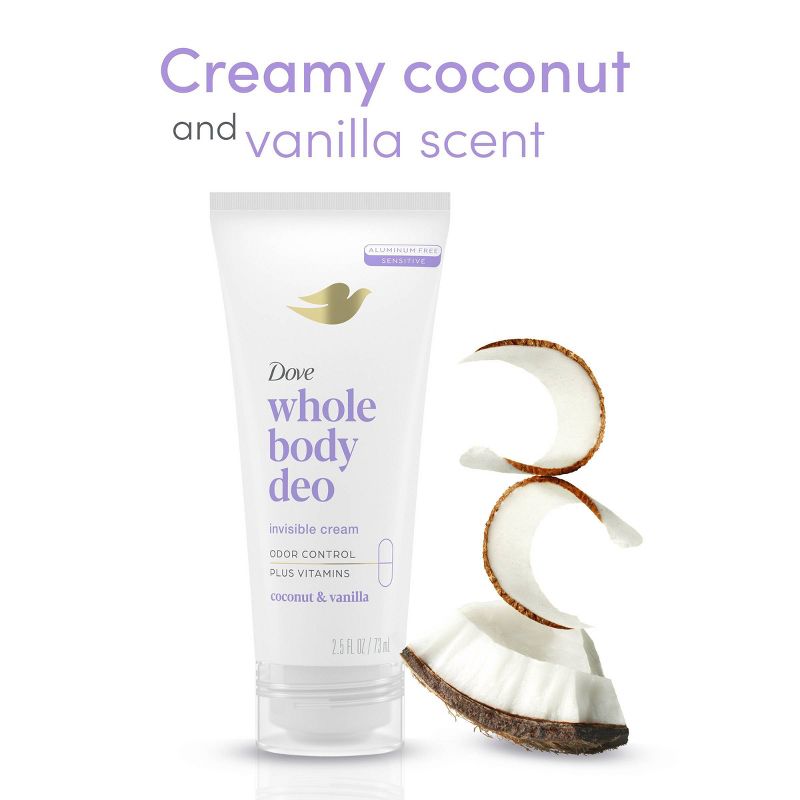 Dove Beauty Coconut &#38; Vanilla Whole Body Deodorant Cream - 2.5 fl oz, 6 of 9