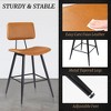Arceso 24.5" Counter Height Bar Stools Set of 2, Black Faux Leather Upholstered Barstools with Back Footrest and Metal Legs, Armless Bar Chairs - 2 of 4