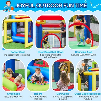 Yaheetech Multicolor Inflatable Bounce House with Slide