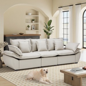 Buenhomino 87" Modern Sofa Loveseat, Modular Sectional Sofa, 2-Seater Comfy Cloud Couch, Deep Seat Couches for Living Room,Soft Faux Leather - 1 of 4